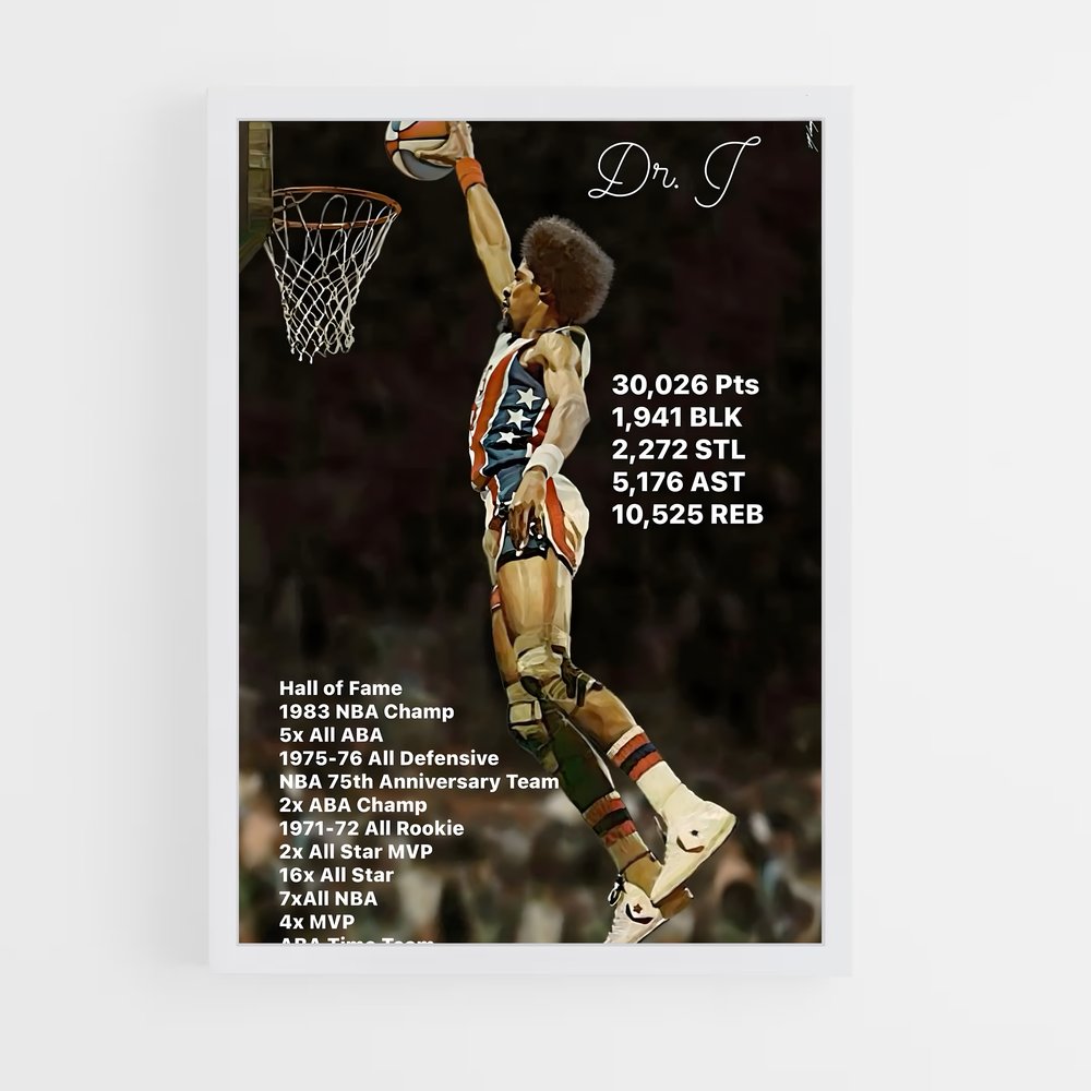 Poster Julius de erving – affiche Basketball (vue 3)